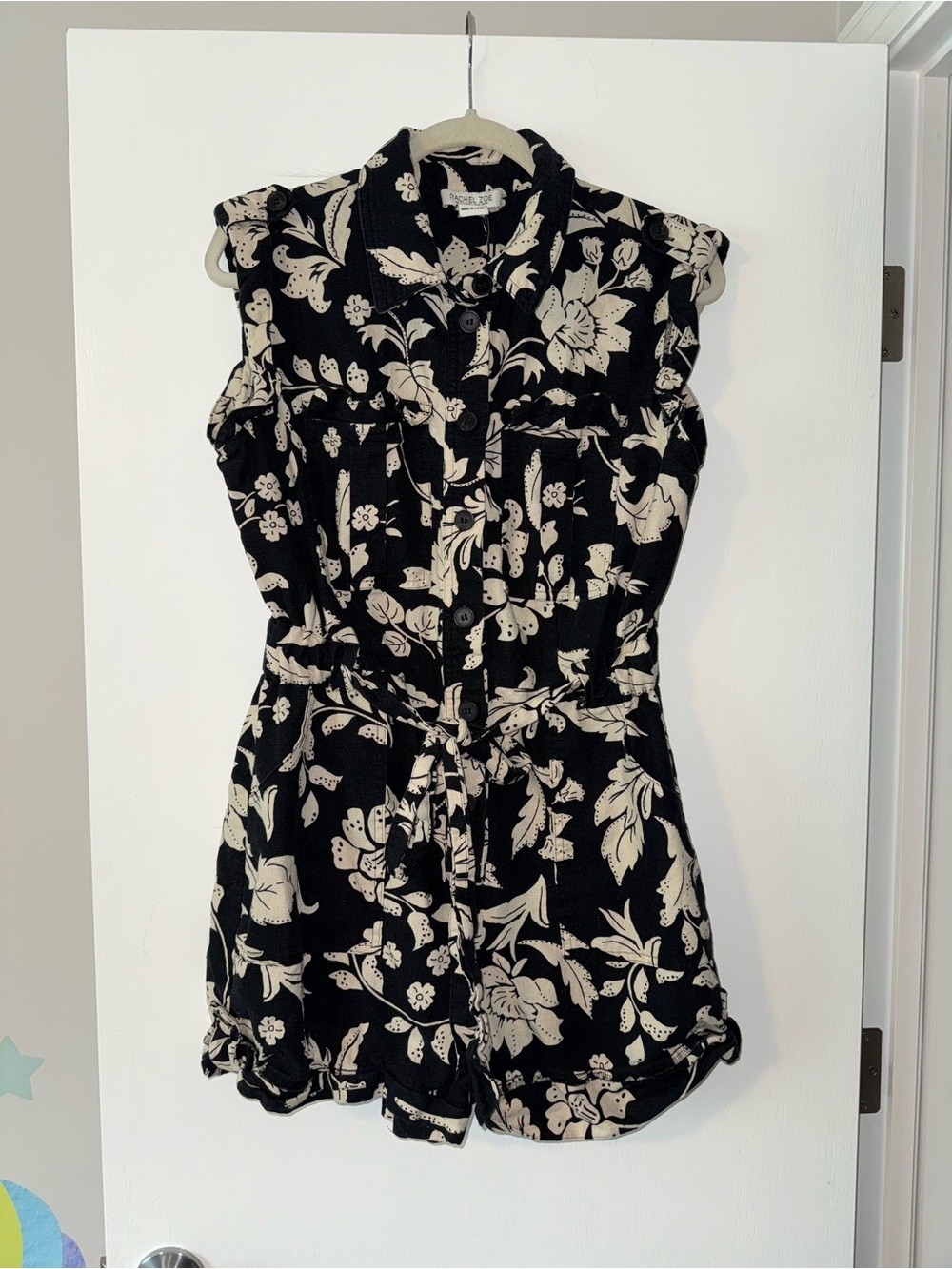 Rachel Zoe button front linen romper